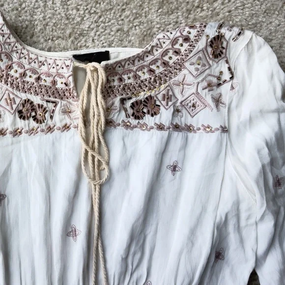 Fate Embroidered White Boho Blouse Size Small - Picture 5 of 14